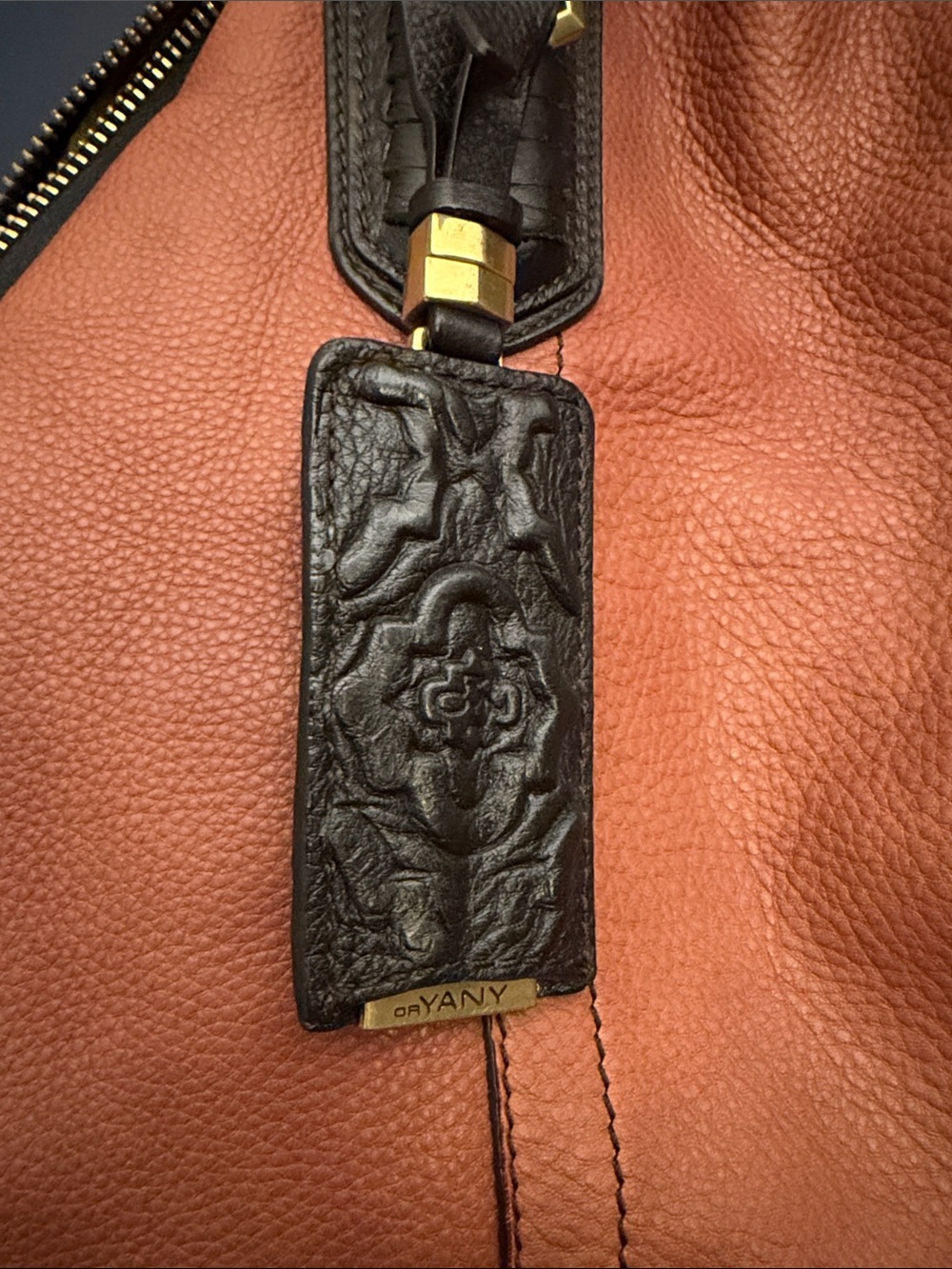 orYANY SY918 Burnt Orange Pebbled Leather Satchel Tote Shoulder Bag very clean! - Picture 2 of 11